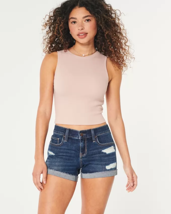 Low-Rise Ripped Dark Wash Denim Shorts,Low-Rise Ripped Dark Wash Denim Shorts Low-Rise Ripped Dark Wash Denim Shorts,Low-Rise Ripped Dark Wash Denim Shorts