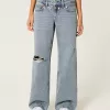 Low-Rise Ripped Light Wash Baggy Jeans,Low-Rise Ripped Light Wash Baggy Jeans