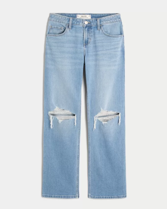 Low-Rise Ripped Medium Wash Relaxed Straight Jeans,Low-Rise Ripped Medium Wash Relaxed Straight Jeans Low-Rise Ripped Medium Wash Relaxed Straight Jeans,Low-Rise Ripped Medium Wash Relaxed Straight Jeans