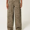 Low-Rise Zebra Pattern Super Baggy Jeans,Low-Rise Zebra Pattern Super Baggy Jeans