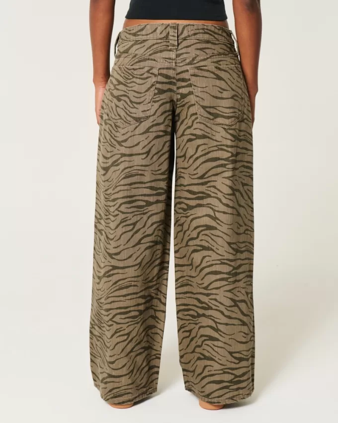 Low-Rise Zebra Pattern Super Baggy Jeans,Low-Rise Zebra Pattern Super Baggy Jeans