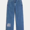 Medium Wash NYC Graphic Super Baggy Jeans,Medium Wash NYC Graphic Super Baggy Jeans