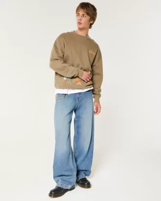 Medium Wash Super Baggy Jeans,Medium Wash Super Baggy Jeans