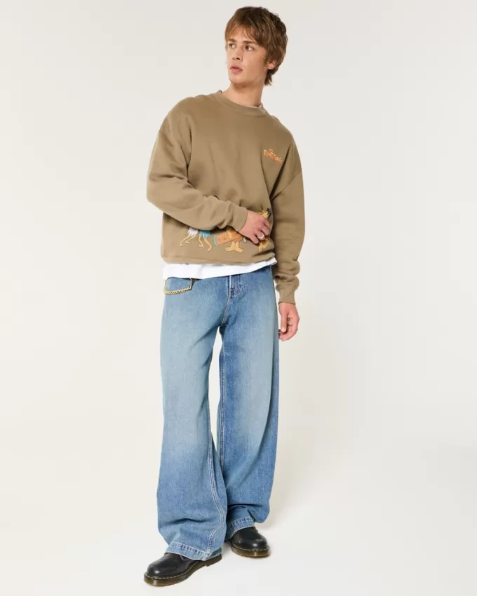 Medium Wash Super Baggy Jeans,Medium Wash Super Baggy Jeans