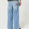 Medium Wash Wolf Graphic Super Baggy Jeans,Medium Wash Wolf Graphic Super Baggy Jeans