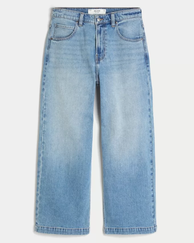 Medium Wash Wolf Graphic Super Baggy Jeans,Medium Wash Wolf Graphic Super Baggy Jeans