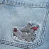 Medium Wash Wolf Graphic Super Baggy Jeans,Medium Wash Wolf Graphic Super Baggy Jeans