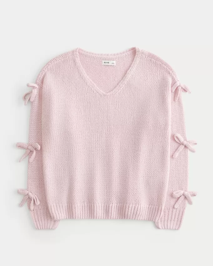 Off-the-Shoulder Bow Applique Sweater,Off-the-Shoulder Bow Applique Sweater Off-the-Shoulder Bow Applique Sweater,Off-the-Shoulder Bow Applique Sweater