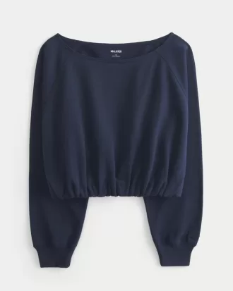 Off-the-Shoulder Bubble Hem Sweatshirt,Off-the-Shoulder Bubble Hem Sweatshirt Off-the-Shoulder Bubble Hem Sweatshirt,Off-the-Shoulder Bubble Hem Sweatshirt