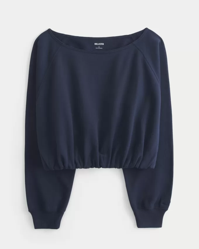 Off-the-Shoulder Bubble Hem Sweatshirt,Off-the-Shoulder Bubble Hem Sweatshirt Off-the-Shoulder Bubble Hem Sweatshirt,Off-the-Shoulder Bubble Hem Sweatshirt