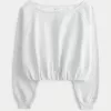 Off-the-Shoulder Bubble Hem Sweatshirt,Off-the-Shoulder Bubble Hem Sweatshirt Off-the-Shoulder Bubble Hem Sweatshirt,Off-the-Shoulder Bubble Hem Sweatshirt