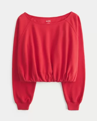 Off-the-Shoulder Bubble Hem Sweatshirt,Off-the-Shoulder Bubble Hem Sweatshirt Off-the-Shoulder Bubble Hem Sweatshirt,Off-the-Shoulder Bubble Hem Sweatshirt