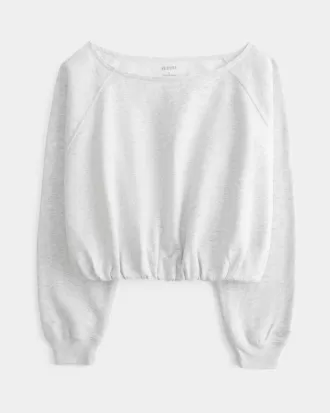 Off-the-Shoulder Bubble Hem Sweatshirt,Off-the-Shoulder Bubble Hem Sweatshirt Off-the-Shoulder Bubble Hem Sweatshirt,Off-the-Shoulder Bubble Hem Sweatshirt