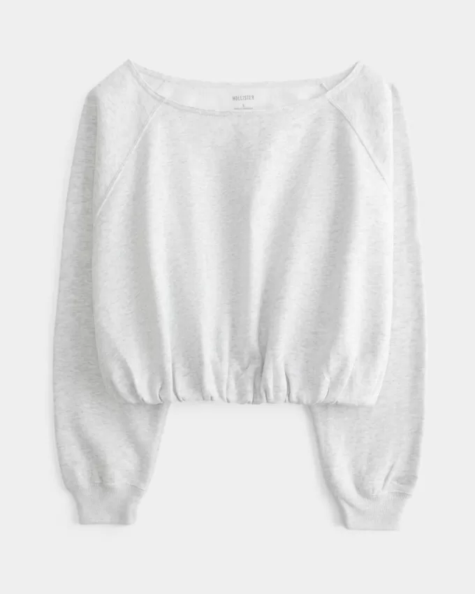 Off-the-Shoulder Bubble Hem Sweatshirt,Off-the-Shoulder Bubble Hem Sweatshirt Off-the-Shoulder Bubble Hem Sweatshirt,Off-the-Shoulder Bubble Hem Sweatshirt