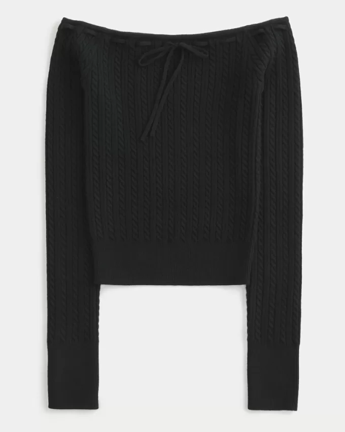 Off-the-Shoulder Cable-Knit Sweater,Off-the-Shoulder Cable-Knit Sweater Off-the-Shoulder Cable-Knit Sweater,Off-the-Shoulder Cable-Knit Sweater