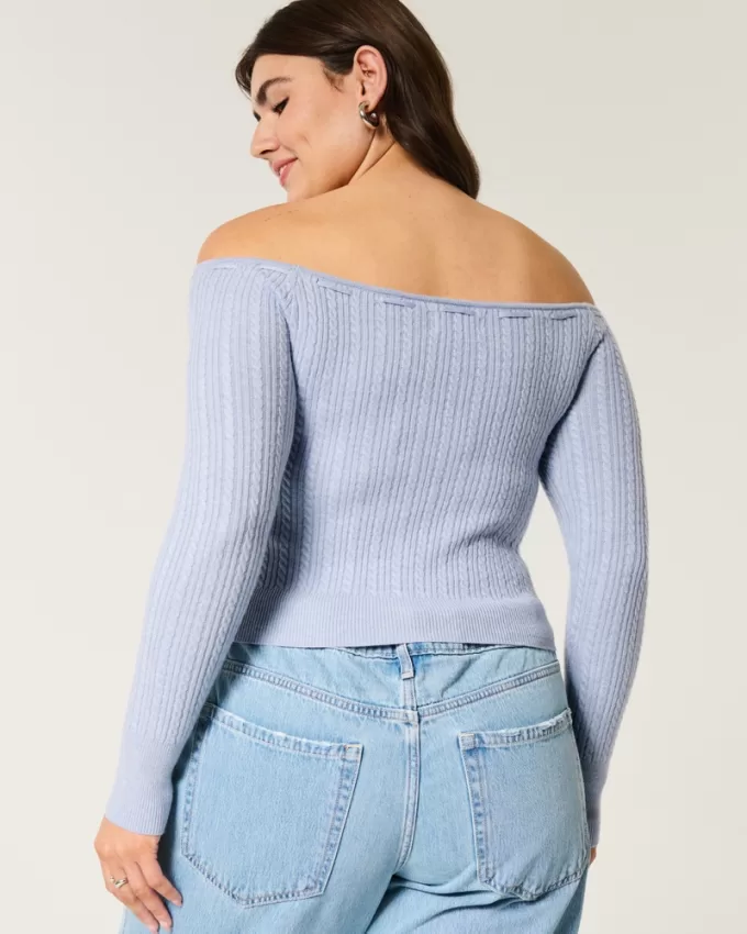 Off-the-Shoulder Cable-Knit Sweater,Off-the-Shoulder Cable-Knit Sweater Off-the-Shoulder Cable-Knit Sweater,Off-the-Shoulder Cable-Knit Sweater