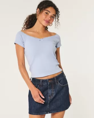 Off-the-Shoulder Lace Trim Top,Off-the-Shoulder Lace Trim Top