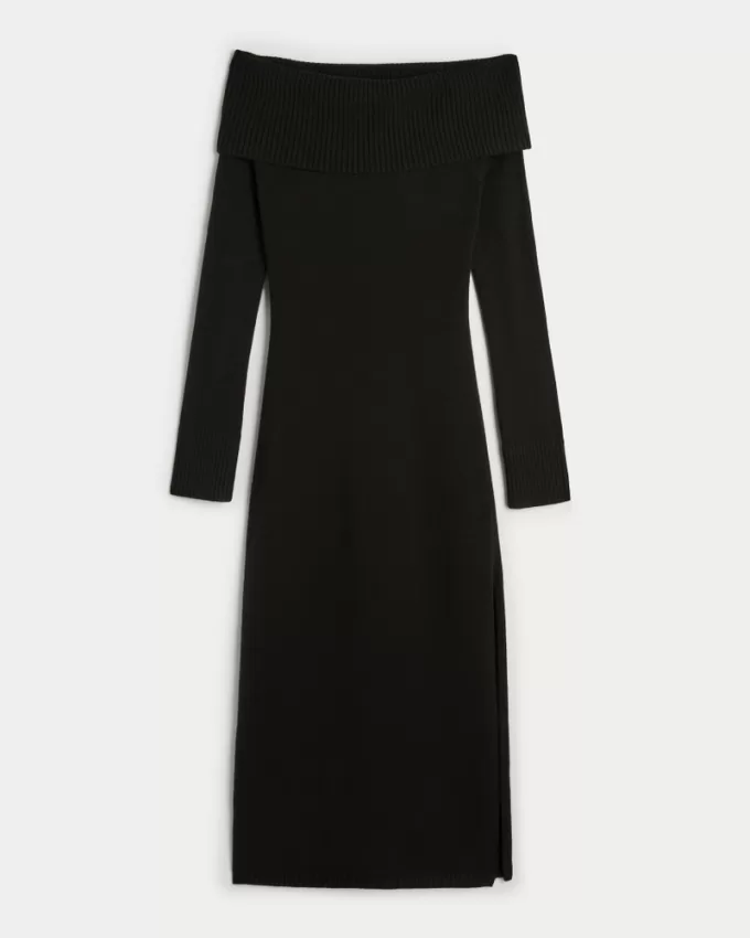 Off-the-Shoulder Midi Sweater Dress,Off-the-Shoulder Midi Sweater Dress Off-the-Shoulder Midi Sweater Dress,Off-the-Shoulder Midi Sweater Dress