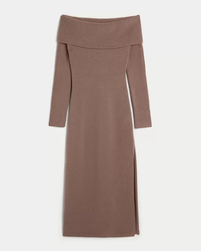 Off-the-Shoulder Midi Sweater Dress,Off-the-Shoulder Midi Sweater Dress Off-the-Shoulder Midi Sweater Dress,Off-the-Shoulder Midi Sweater Dress
