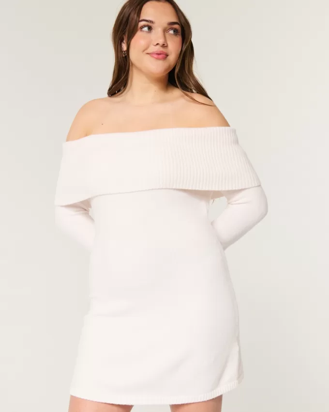 Off-the-Shoulder Skater Sweater Dress,Off-the-Shoulder Skater Sweater Dress Off-the-Shoulder Skater Sweater Dress,Off-the-Shoulder Skater Sweater Dress