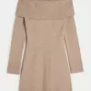 Off-the-Shoulder Skater Sweater Dress,Off-the-Shoulder Skater Sweater Dress Off-the-Shoulder Skater Sweater Dress,Off-the-Shoulder Skater Sweater Dress