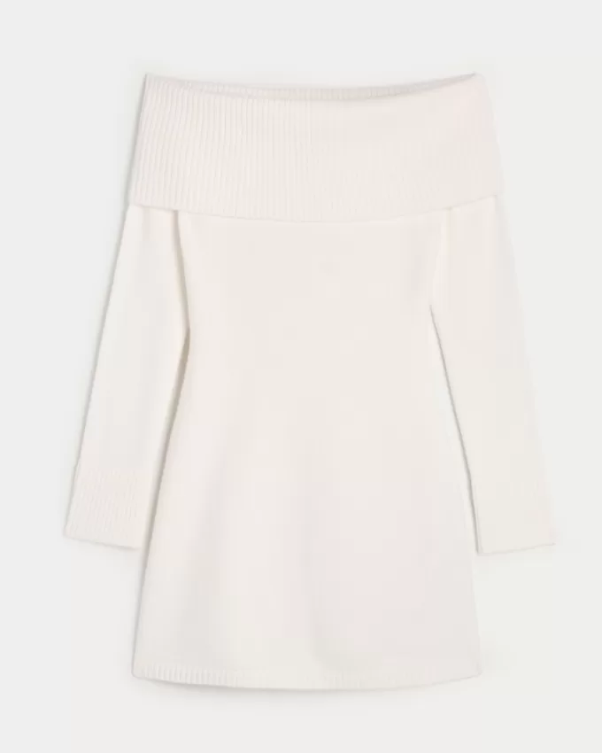 Off-the-Shoulder Skater Sweater Dress,Off-the-Shoulder Skater Sweater Dress Off-the-Shoulder Skater Sweater Dress,Off-the-Shoulder Skater Sweater Dress