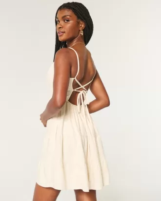 Open Back Linen Blend Mini Dress,Open Back Linen Blend Mini Dress Open Back Linen Blend Mini Dress,Open Back Linen Blend Mini Dress