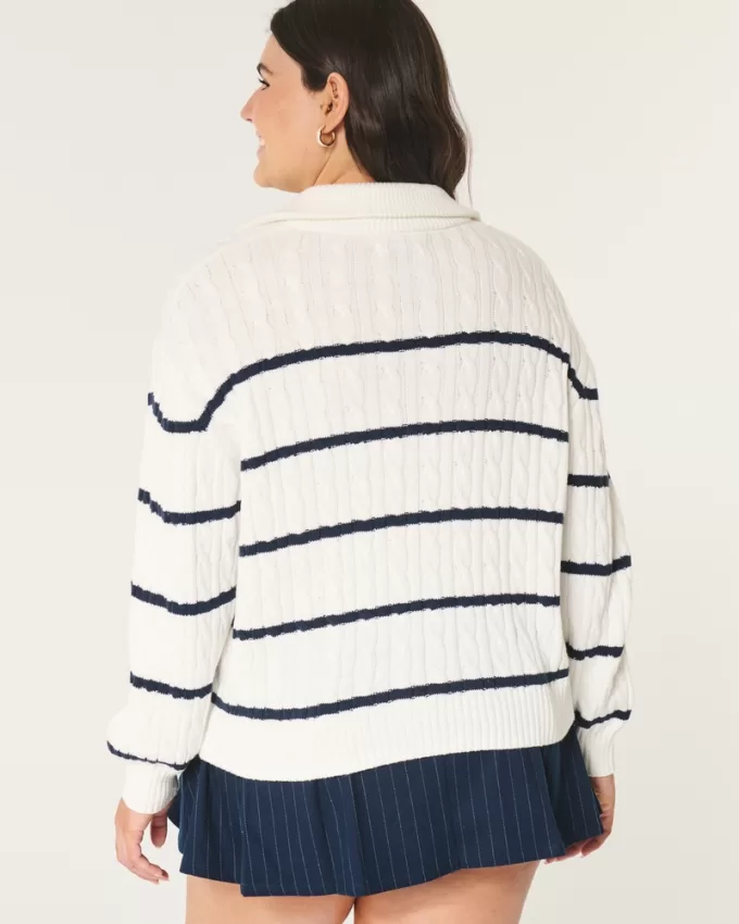 Oversized Cable-Knit Half-Zip Sweater,Oversized Cable-Knit Half-Zip Sweater Oversized Cable-Knit Half-Zip Sweater,Oversized Cable-Knit Half-Zip Sweater
