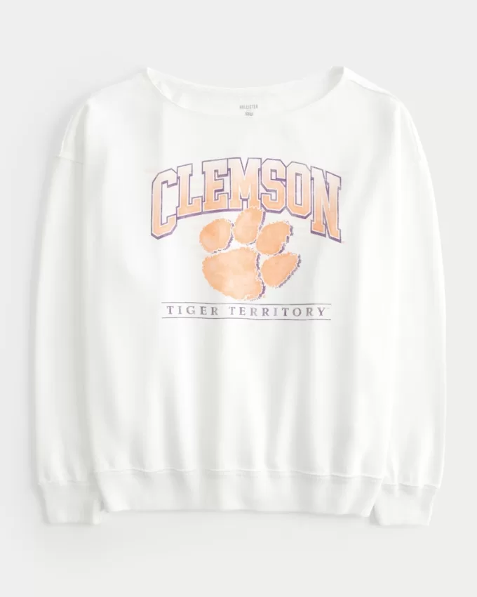 Oversized Clemson University Off-the-Shoulder Sweatshirt,Oversized Clemson University Off-the-Shoulder Sweatshirt Oversized Clemson University Off-the-Shoulder Sweatshirt,Oversized Clemson University Off-the-Shoulder Sweatshirt