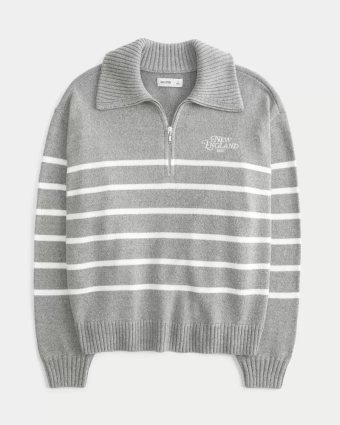 Oversized Half-Zip Graphic Sweater,Oversized Half-Zip Graphic Sweater Oversized Half-Zip Graphic Sweater,Oversized Half-Zip Graphic Sweater