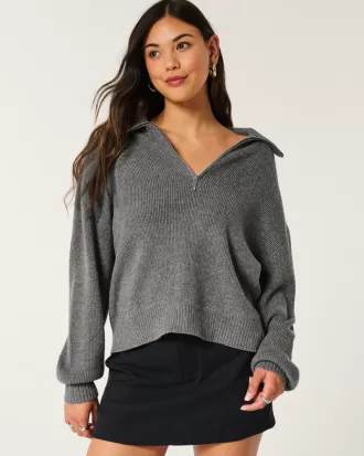 Oversized Half-Zip Sweater,Oversized Half-Zip Sweater