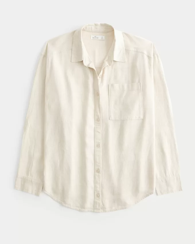 Oversized Linen-Blend Shirt,Oversized Linen-Blend Shirt Oversized Linen-Blend Shirt,Oversized Linen-Blend Shirt