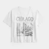 Oversized Notch-Neck Chicago Graphic Tee,Oversized Notch-Neck Chicago Graphic Tee Oversized Notch-Neck Chicago Graphic Tee,Oversized Notch-Neck Chicago Graphic Tee