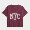 Oversized Notch-Neck NYC Graphic Tee,Oversized Notch-Neck NYC Graphic Tee Oversized Notch-Neck NYC Graphic Tee,Oversized Notch-Neck NYC Graphic Tee