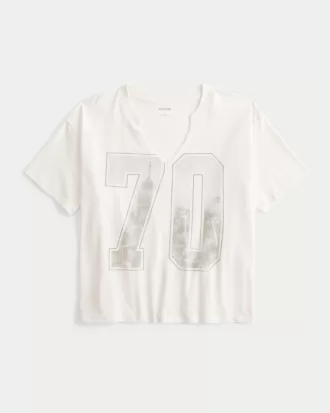 Oversized Notch-Neck NYC Number Graphic Tee,Oversized Notch-Neck NYC Number Graphic Tee Oversized Notch-Neck NYC Number Graphic Tee,Oversized Notch-Neck NYC Number Graphic Tee