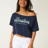 Oversized Off-the-Shoulder Boston Graphic Tee,Oversized Off-the-Shoulder Boston Graphic Tee Oversized Off-the-Shoulder Boston Graphic Tee,Oversized Off-the-Shoulder Boston Graphic Tee