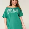 Oversized Off-the-Shoulder Chicago Graphic Tee,Oversized Off-the-Shoulder Chicago Graphic Tee Oversized Off-the-Shoulder Chicago Graphic Tee,Oversized Off-the-Shoulder Chicago Graphic Tee