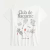 Oversized Off-the-Shoulder Club de Raquette Graphic Tee,Oversized Off-the-Shoulder Club de Raquette Graphic Tee Oversized Off-the-Shoulder Club de Raquette Graphic Tee,Oversized Off-the-Shoulder Club de Raquette Graphic Tee