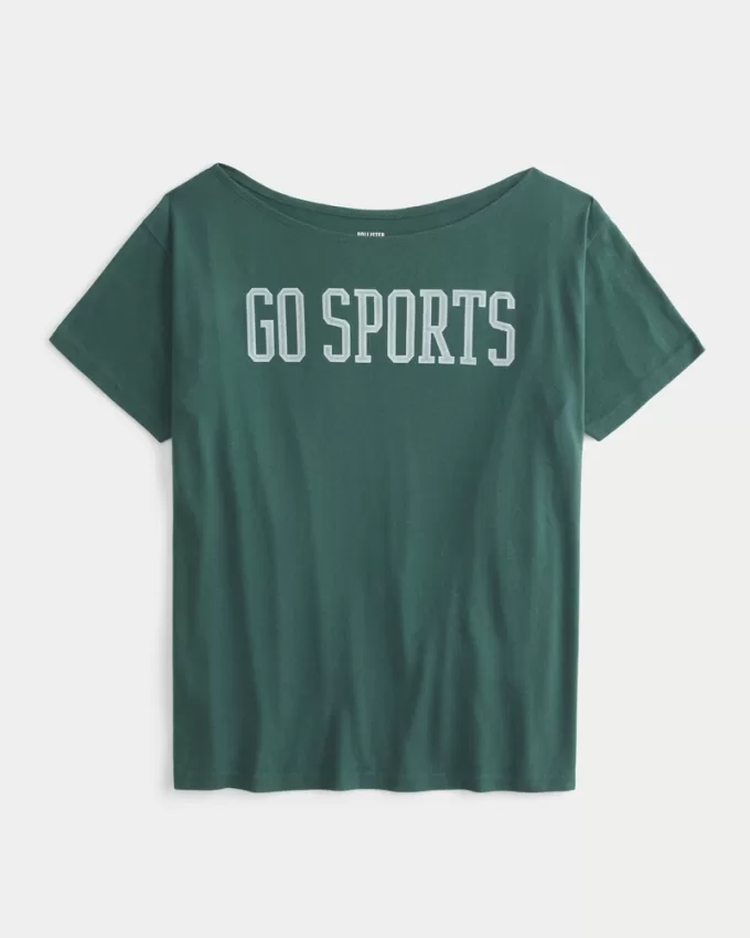 Oversized Off-the-Shoulder Go Sports Graphic Tee,Oversized Off-the-Shoulder Go Sports Graphic Tee Oversized Off-the-Shoulder Go Sports Graphic Tee,Oversized Off-the-Shoulder Go Sports Graphic Tee