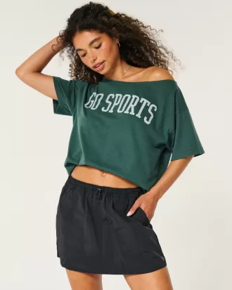 Oversized Off-the-Shoulder Go Sports Graphic Tee,Oversized Off-the-Shoulder Go Sports Graphic Tee Oversized Off-the-Shoulder Go Sports Graphic Tee,Oversized Off-the-Shoulder Go Sports Graphic Tee