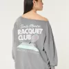 Oversized Off-the-Shoulder Racquet Club Graphic Sweatshirt,Oversized Off-the-Shoulder Racquet Club Graphic Sweatshirt Oversized Off-the-Shoulder Racquet Club Graphic Sweatshirt,Oversized Off-the-Shoulder Racquet Club Graphic Sweatshirt