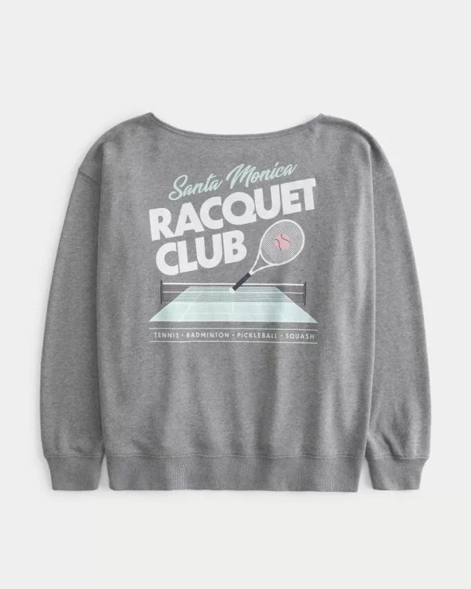 Oversized Off-the-Shoulder Racquet Club Graphic Sweatshirt,Oversized Off-the-Shoulder Racquet Club Graphic Sweatshirt Oversized Off-the-Shoulder Racquet Club Graphic Sweatshirt,Oversized Off-the-Shoulder Racquet Club Graphic Sweatshirt