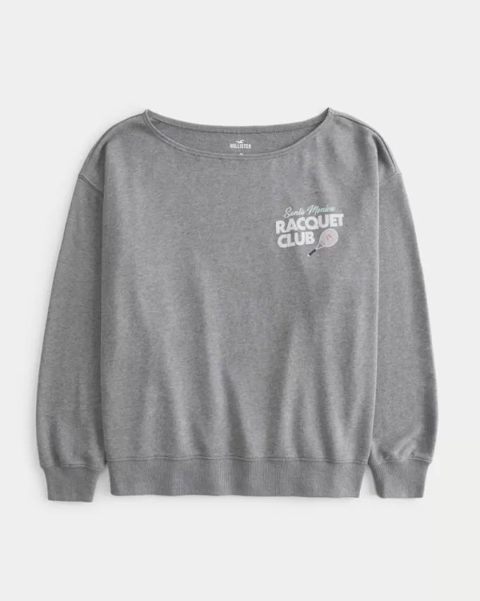 Oversized Off-the-Shoulder Racquet Club Graphic Sweatshirt,Oversized Off-the-Shoulder Racquet Club Graphic Sweatshirt Oversized Off-the-Shoulder Racquet Club Graphic Sweatshirt,Oversized Off-the-Shoulder Racquet Club Graphic Sweatshirt