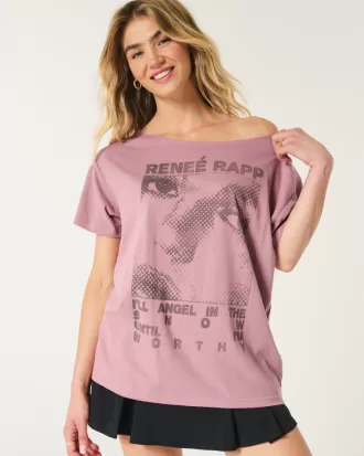 Oversized Off-the-Shoulder Reneé Rapp Graphic Tee,Oversized Off-the-Shoulder Reneé Rapp Graphic Tee Oversized Off-the-Shoulder Reneé Rapp Graphic Tee,Oversized Off-the-Shoulder Reneé Rapp Graphic Tee