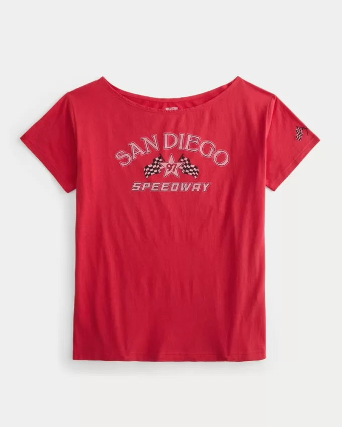 Oversized Off-the-Shoulder San Diego Speedway Graphic Tee,Oversized Off-the-Shoulder San Diego Speedway Graphic Tee Oversized Off-the-Shoulder San Diego Speedway Graphic Tee,Oversized Off-the-Shoulder San Diego Speedway Graphic Tee