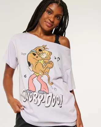 Oversized Off-the-Shoulder Scooby-Doo Graphic Tee,Oversized Off-the-Shoulder Scooby-Doo Graphic Tee Oversized Off-the-Shoulder Scooby-Doo Graphic Tee,Oversized Off-the-Shoulder Scooby-Doo Graphic Tee