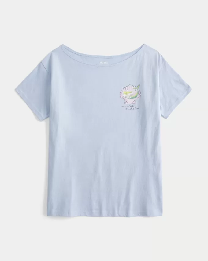 Oversized Off-the-Shoulder Sea Shell Beach Club Graphic Tee,Oversized Off-the-Shoulder Sea Shell Beach Club Graphic Tee Oversized Off-the-Shoulder Sea Shell Beach Club Graphic Tee,Oversized Off-the-Shoulder Sea Shell Beach Club Graphic Tee