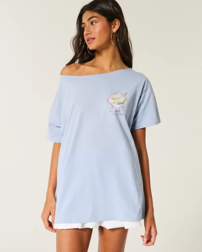Oversized Off-the-Shoulder Sea Shell Beach Club Graphic Tee,Oversized Off-the-Shoulder Sea Shell Beach Club Graphic Tee Oversized Off-the-Shoulder Sea Shell Beach Club Graphic Tee,Oversized Off-the-Shoulder Sea Shell Beach Club Graphic Tee