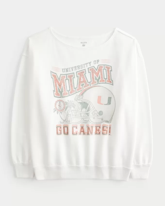Oversized Off-the-Shoulder University of Miami Graphic Sweatshirt,Oversized Off-the-Shoulder University of Miami Graphic Sweatshirt Oversized Off-the-Shoulder University of Miami Graphic Sweatshirt,Oversized Off-the-Shoulder University of Miami Graphic Sweatshirt