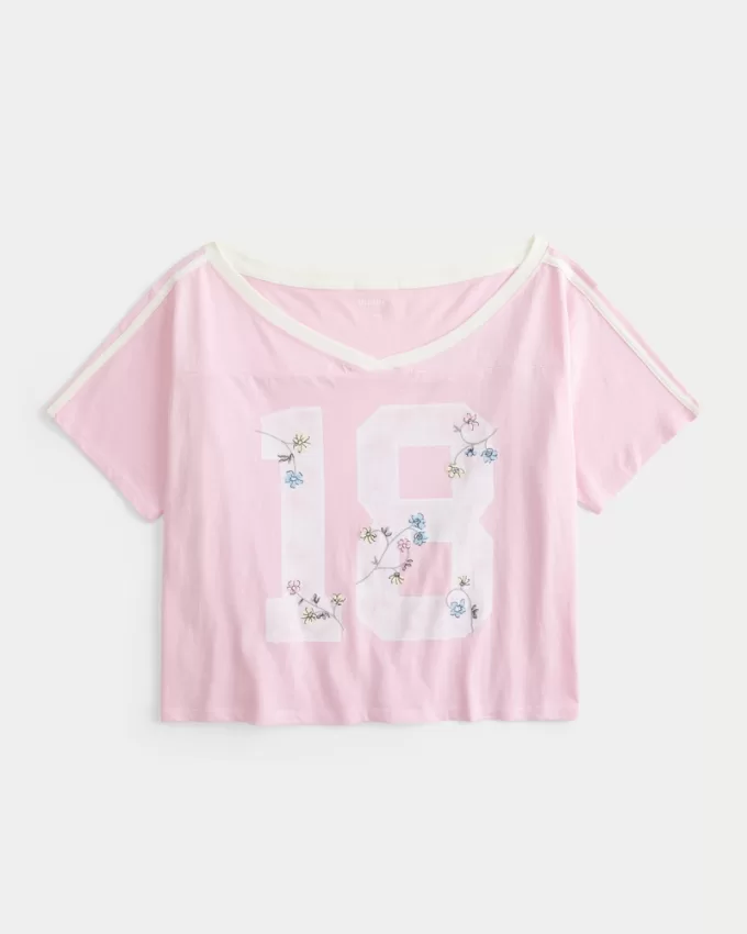 Oversized Off-the-Shoulder Varsity Floral Graphic Tee,Oversized Off-the-Shoulder Varsity Floral Graphic Tee Oversized Off-the-Shoulder Varsity Floral Graphic Tee,Oversized Off-the-Shoulder Varsity Floral Graphic Tee